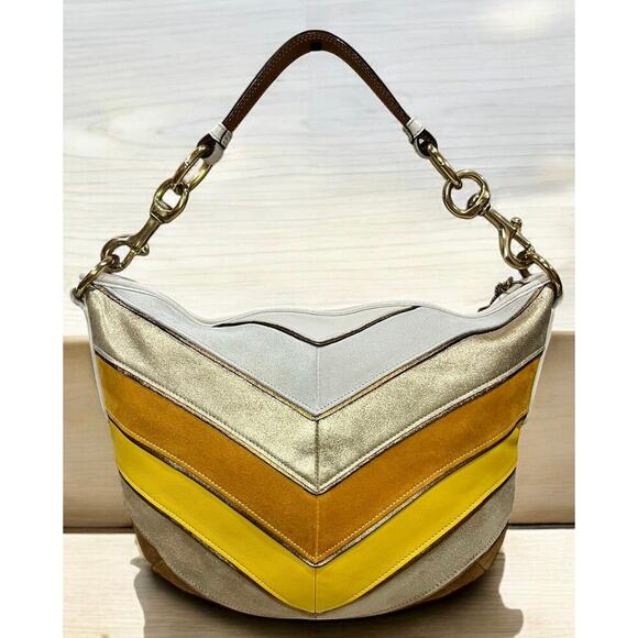 Vintage Coach 3664 Limited Edition Soho Chevron Medium Hobo & 6554 Wristlet - Picture 3 of 16